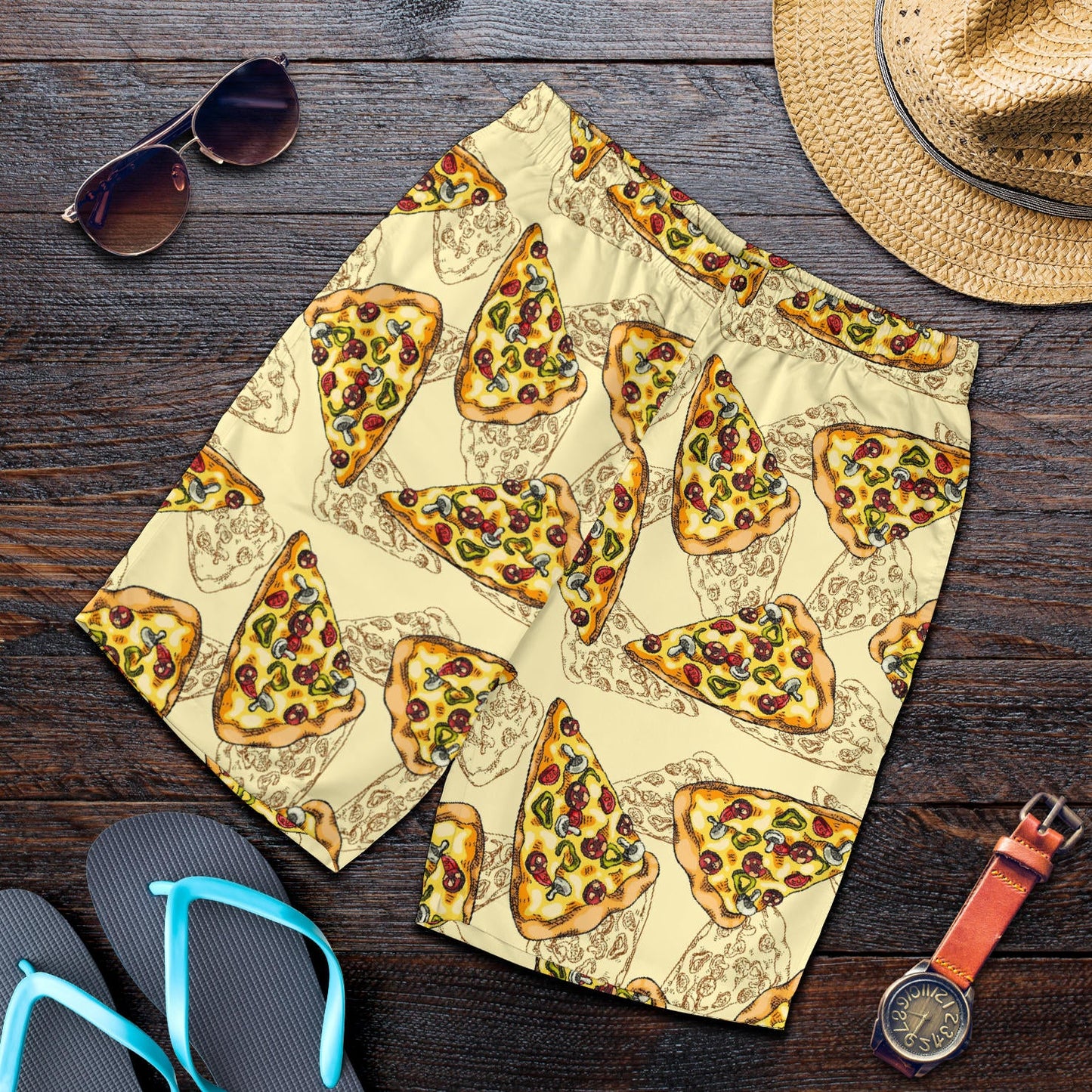 Pizza Pattern Print Design A01 Mens Shorts