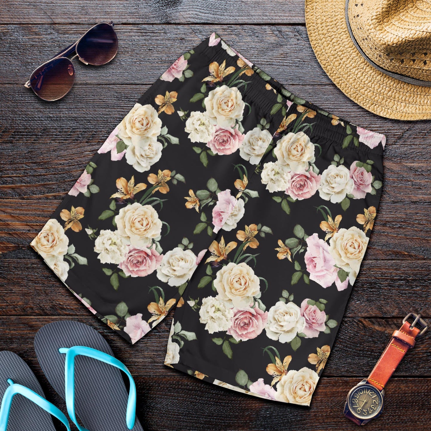 Rose Pattern Print Design A01 Mens Shorts