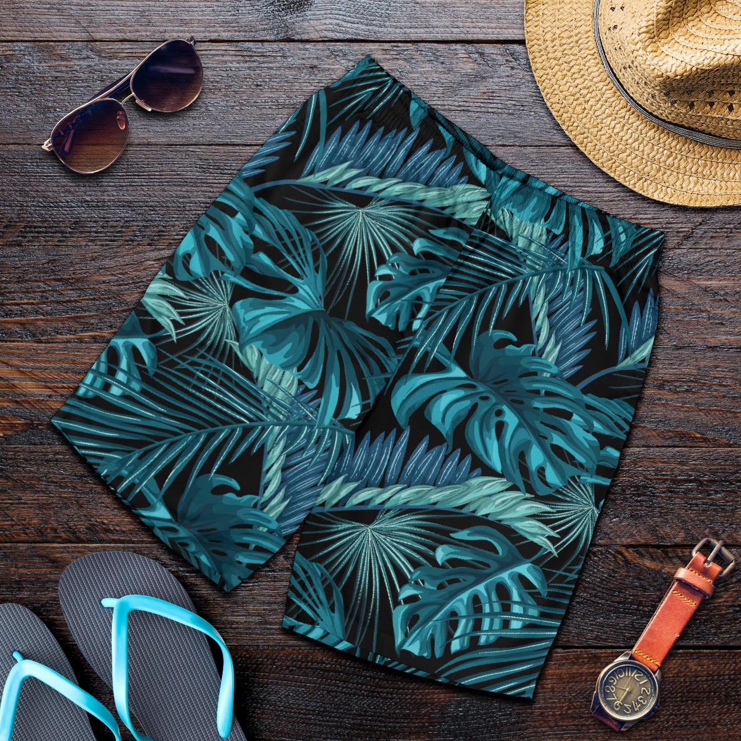 Palm Leaf Pattern Print Design A03 Mens Shorts