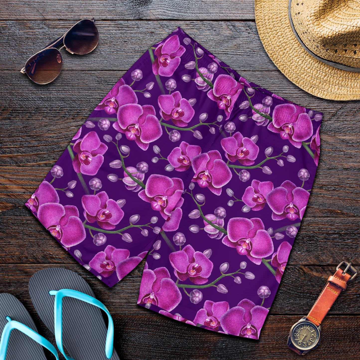Orchid Purple Pattern Print Design OR02 Mens Shorts