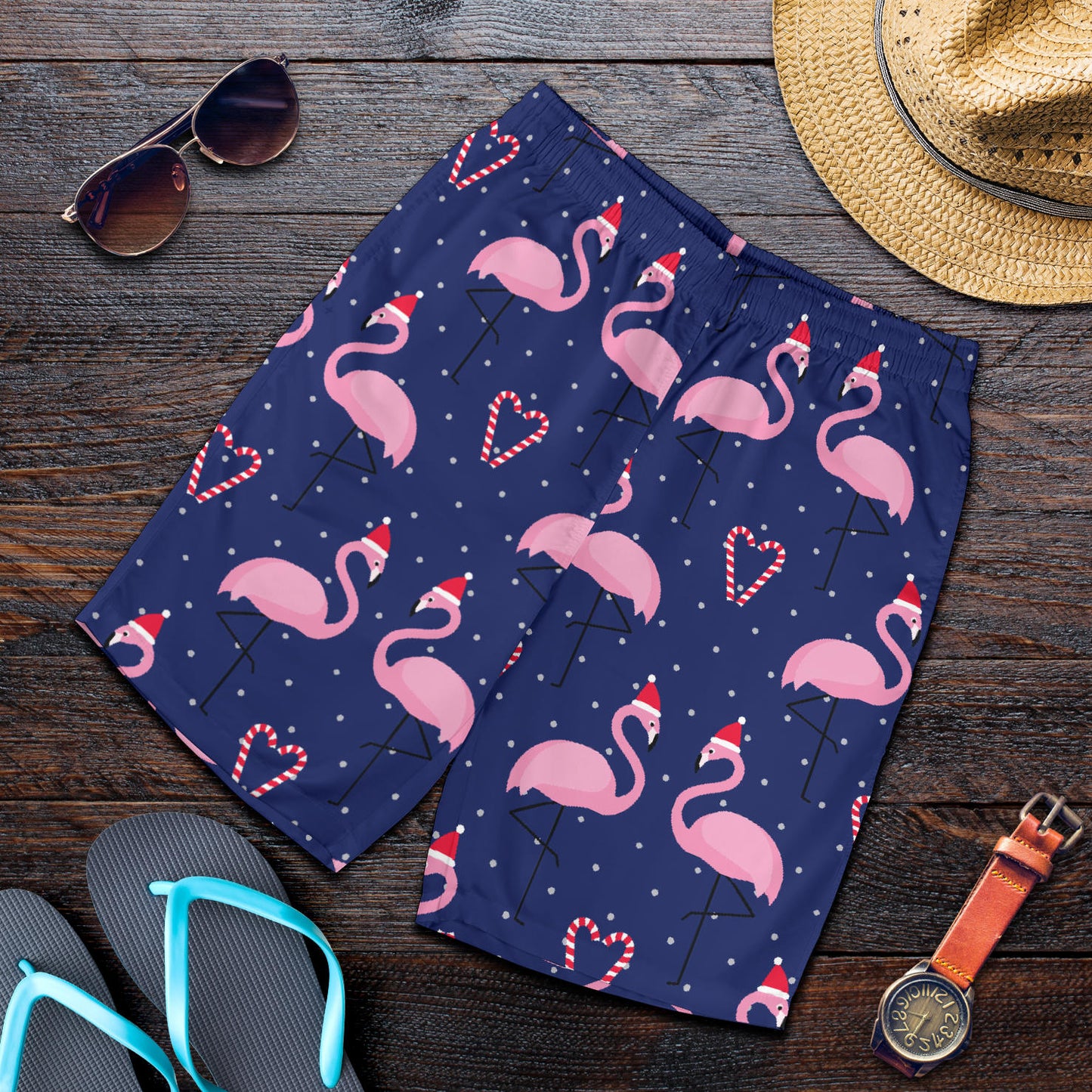 Flamingo Christmas Mens Shorts