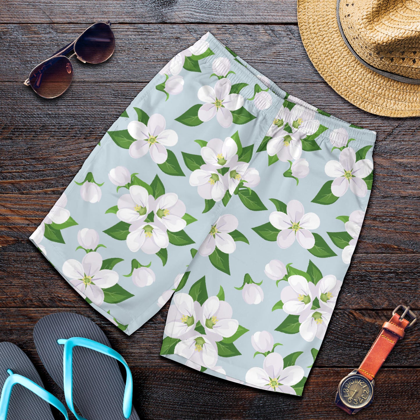 Apple blossom Pattern Print Design AB04 Mens Shorts