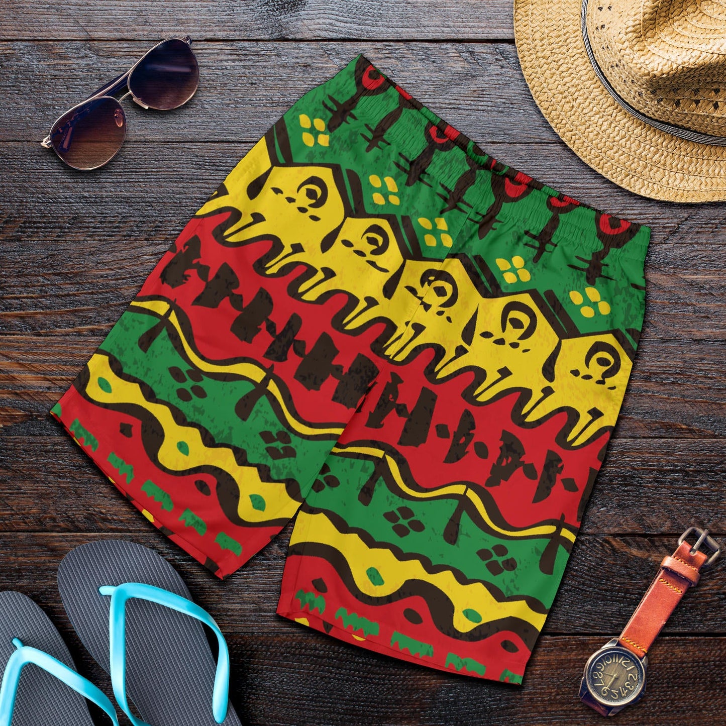 Rasta Pattern Print Design A01 Mens Shorts