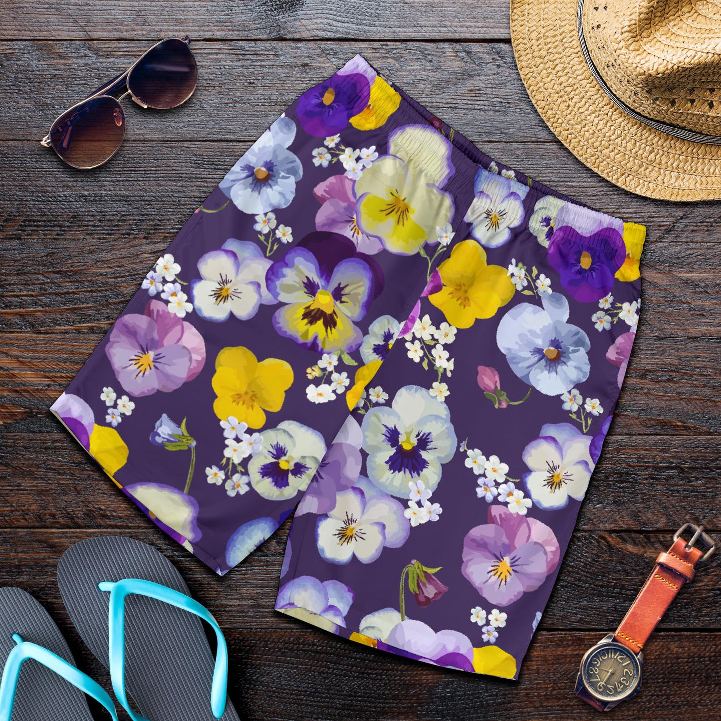 Pansy Pattern Print Design PS02 Mens Shorts