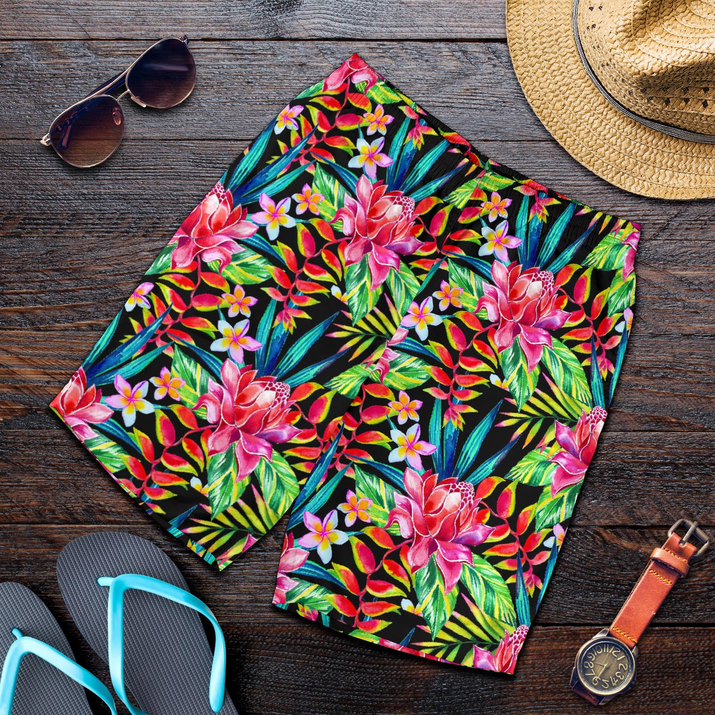 Heliconia Pattern Print Design HL02 Mens Shorts
