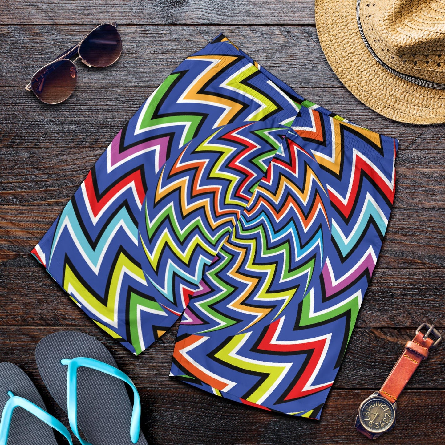 Optical illusion Pattern Print Design A02 Mens Shorts