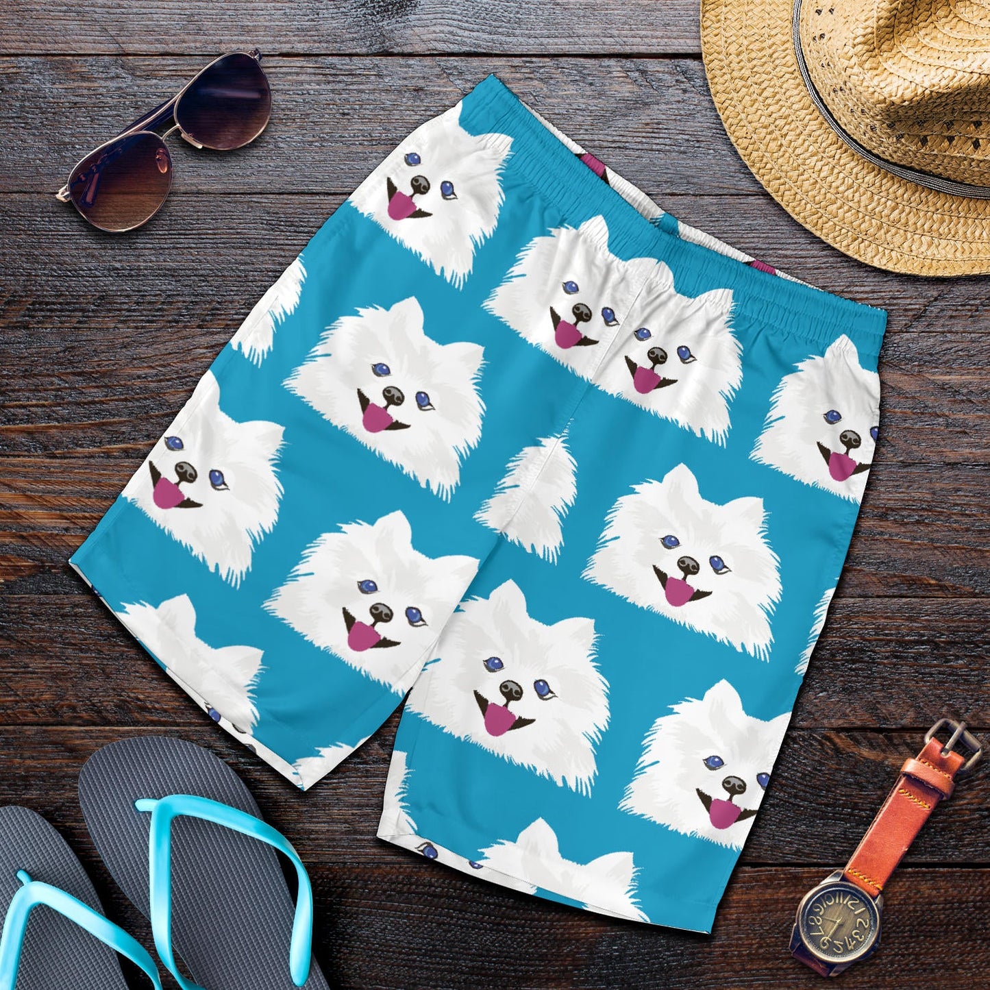 Pomeranians Pattern Print Design A05 Mens Shorts