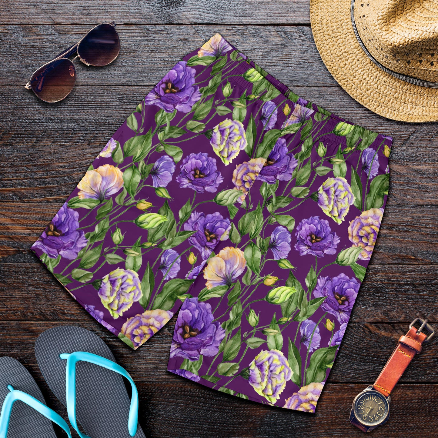 Lisianthus Pattern Print Design LT03 Mens Shorts