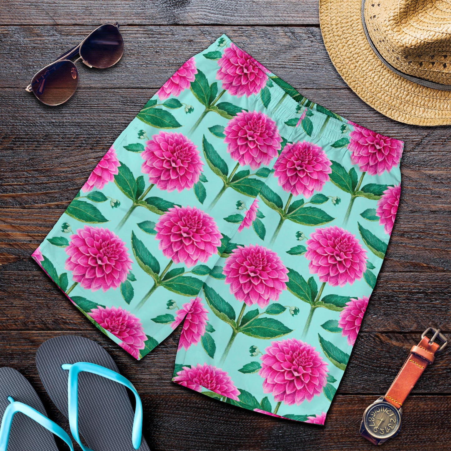 Dahlia Pattern Print Design DH08 Mens Shorts