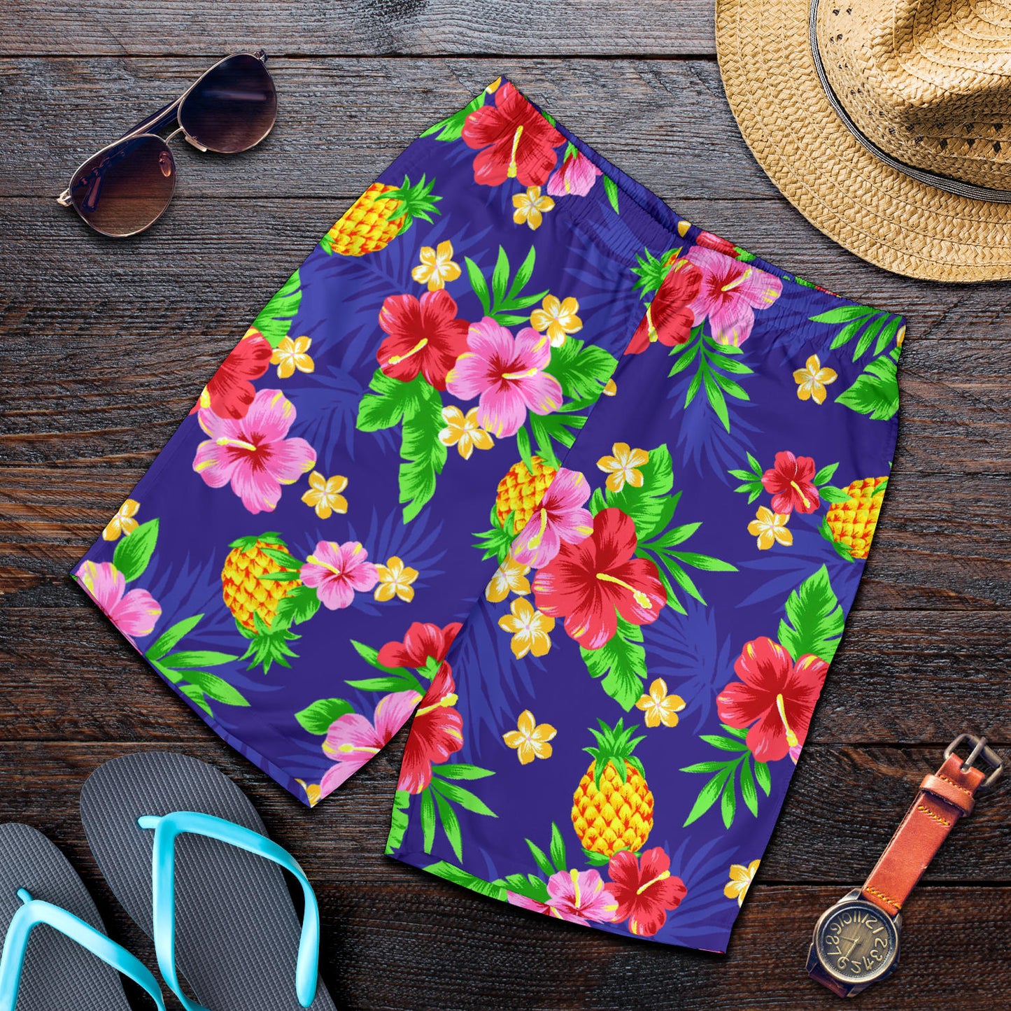 Hawaiian Themed Pattern Print Design H05 Mens Shorts