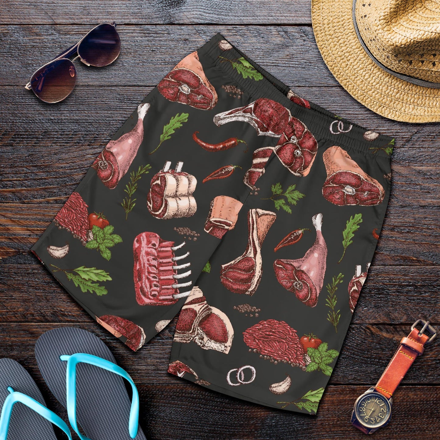 Meat Pattern Print Design 02 Mens Shorts