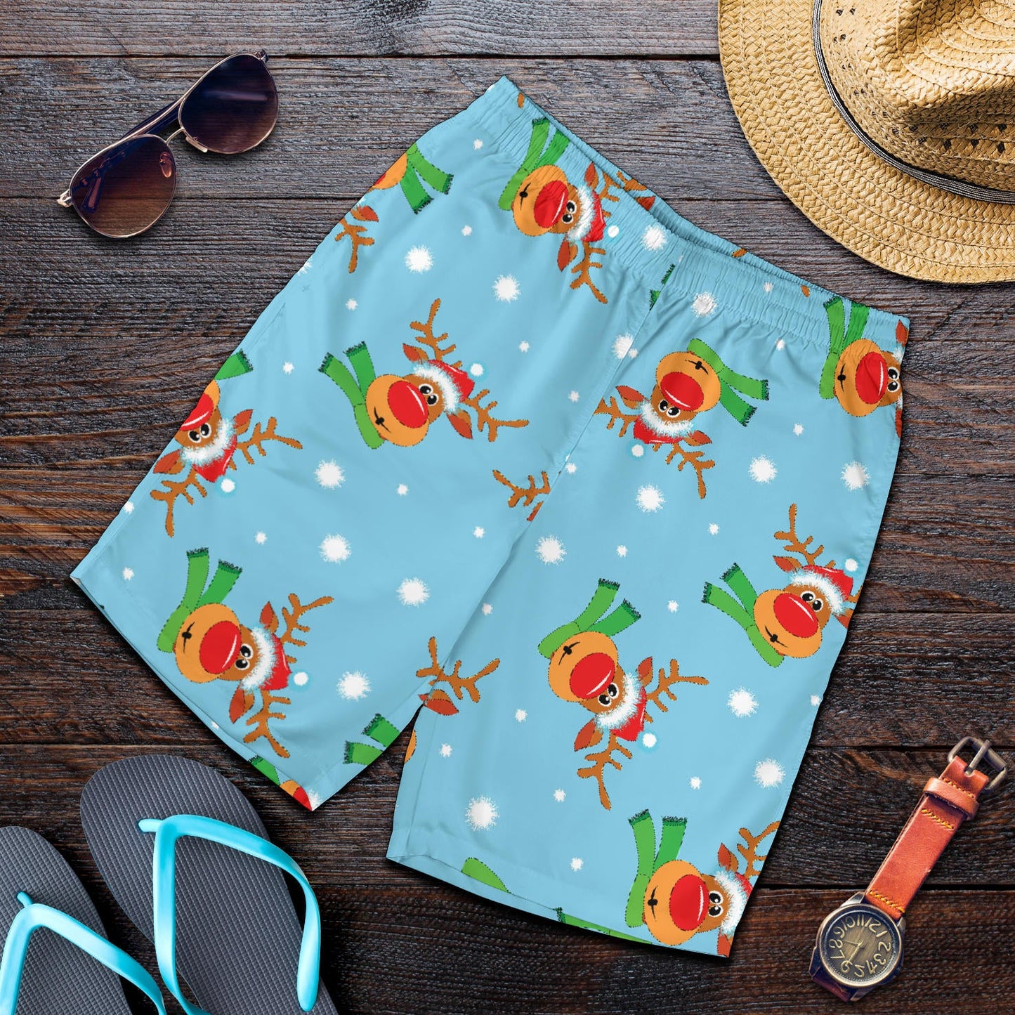 Reindeer cute Pattern Print Design 02 Mens Shorts
