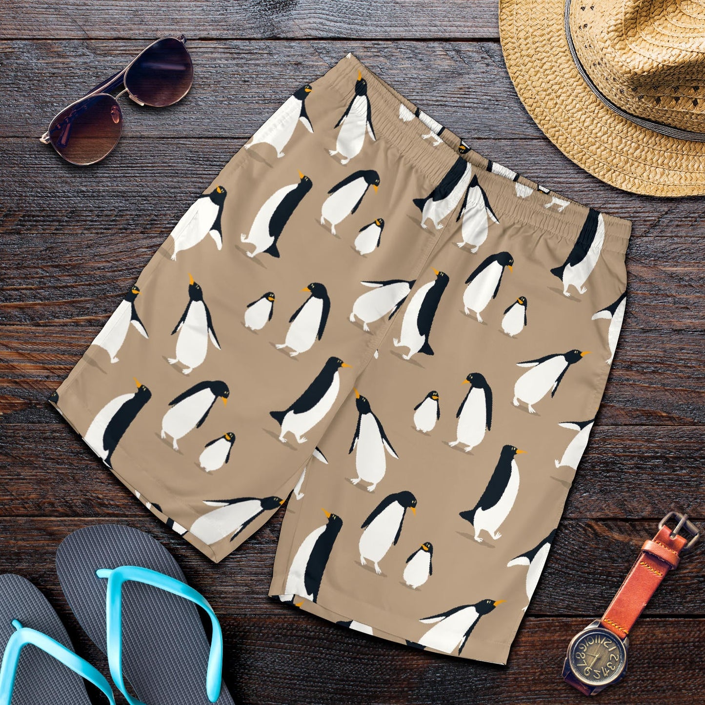 Penguin Pattern Print Design A01 Mens Shorts
