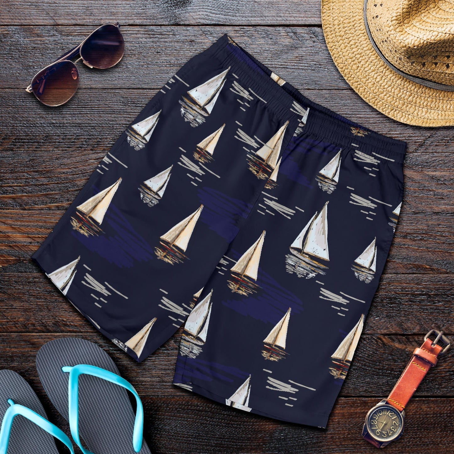 Sailing Ships Pattern Print Design A05 Mens Shorts