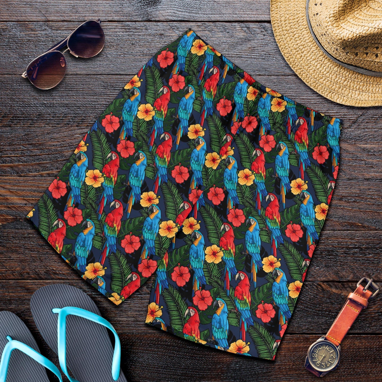 Parrot Pattern Print Design A01 Mens Shorts