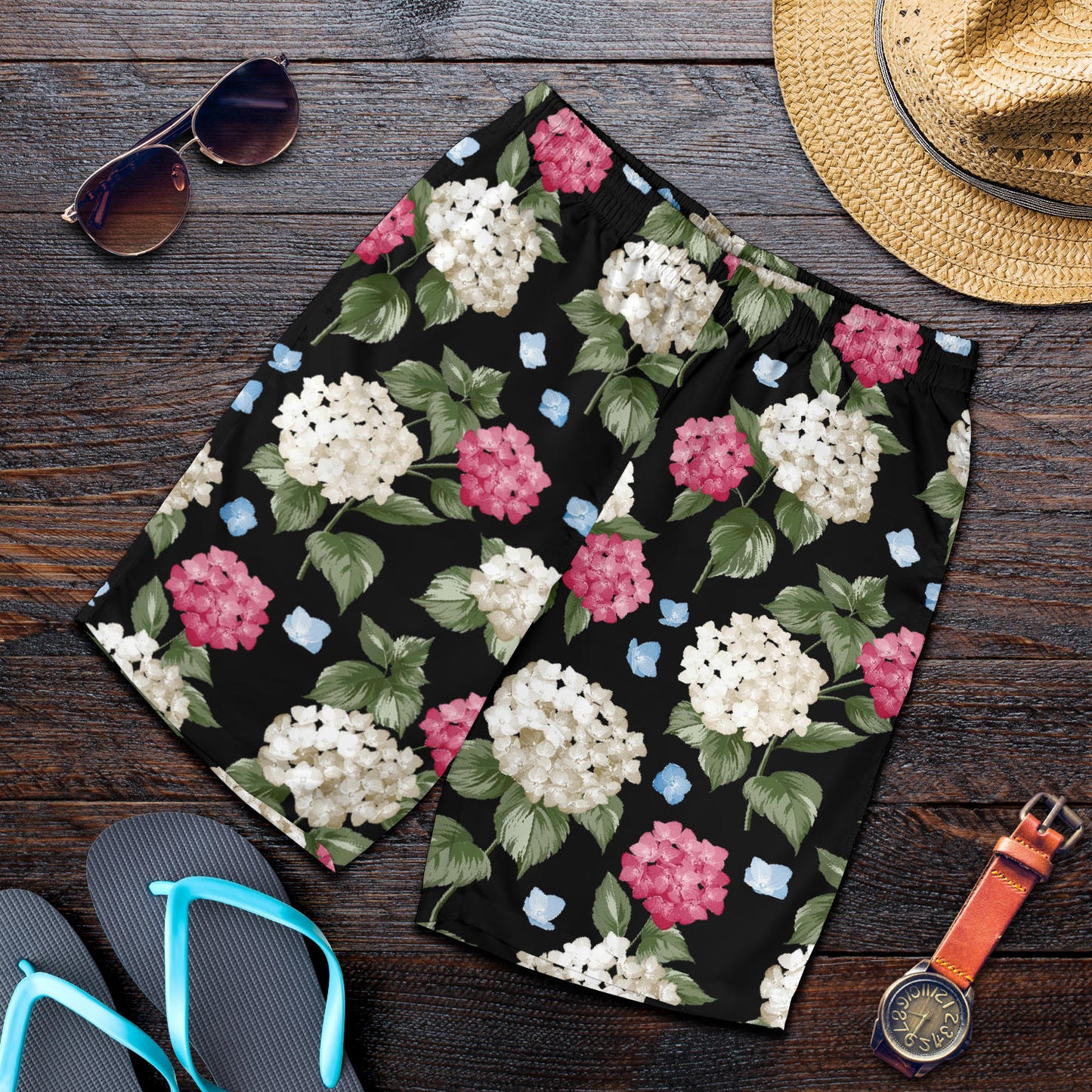 Hydrangea Pattern Print Design HD09 Mens Shorts
