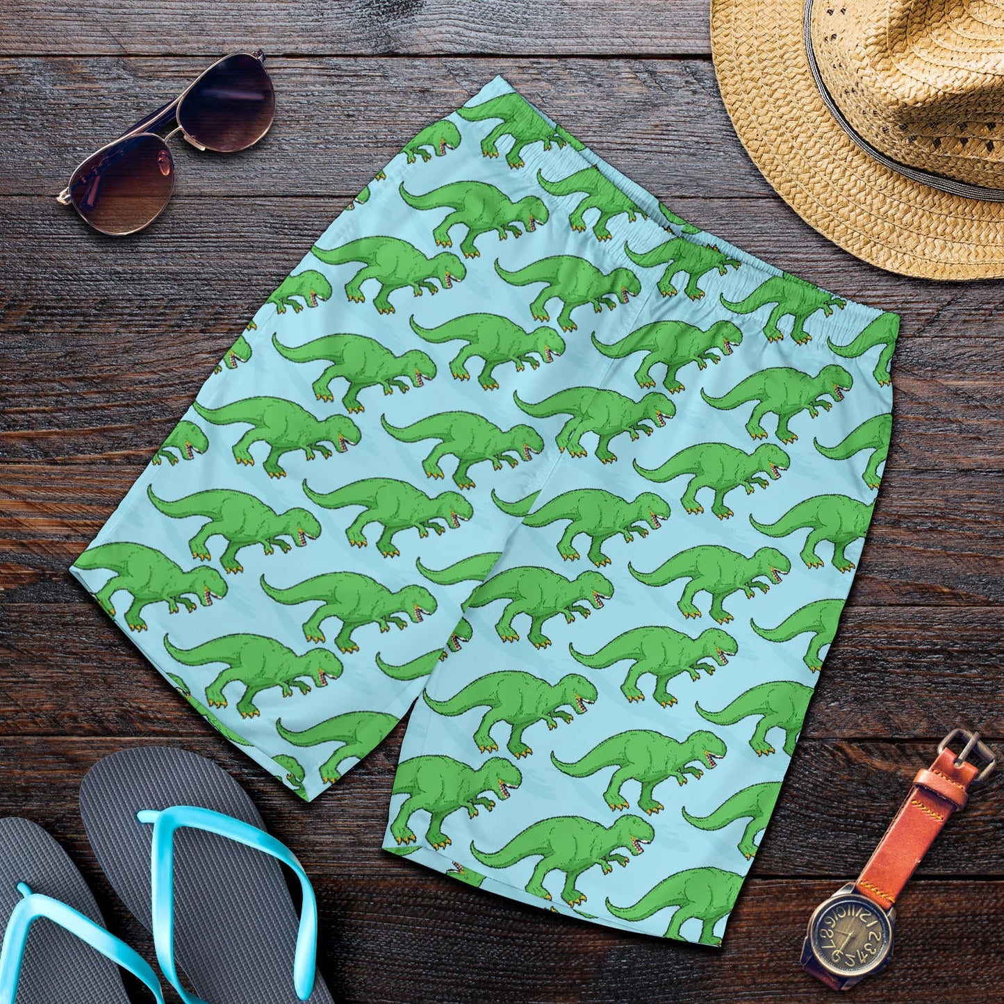 T Rex Pattern Print Design A01 Mens Shorts