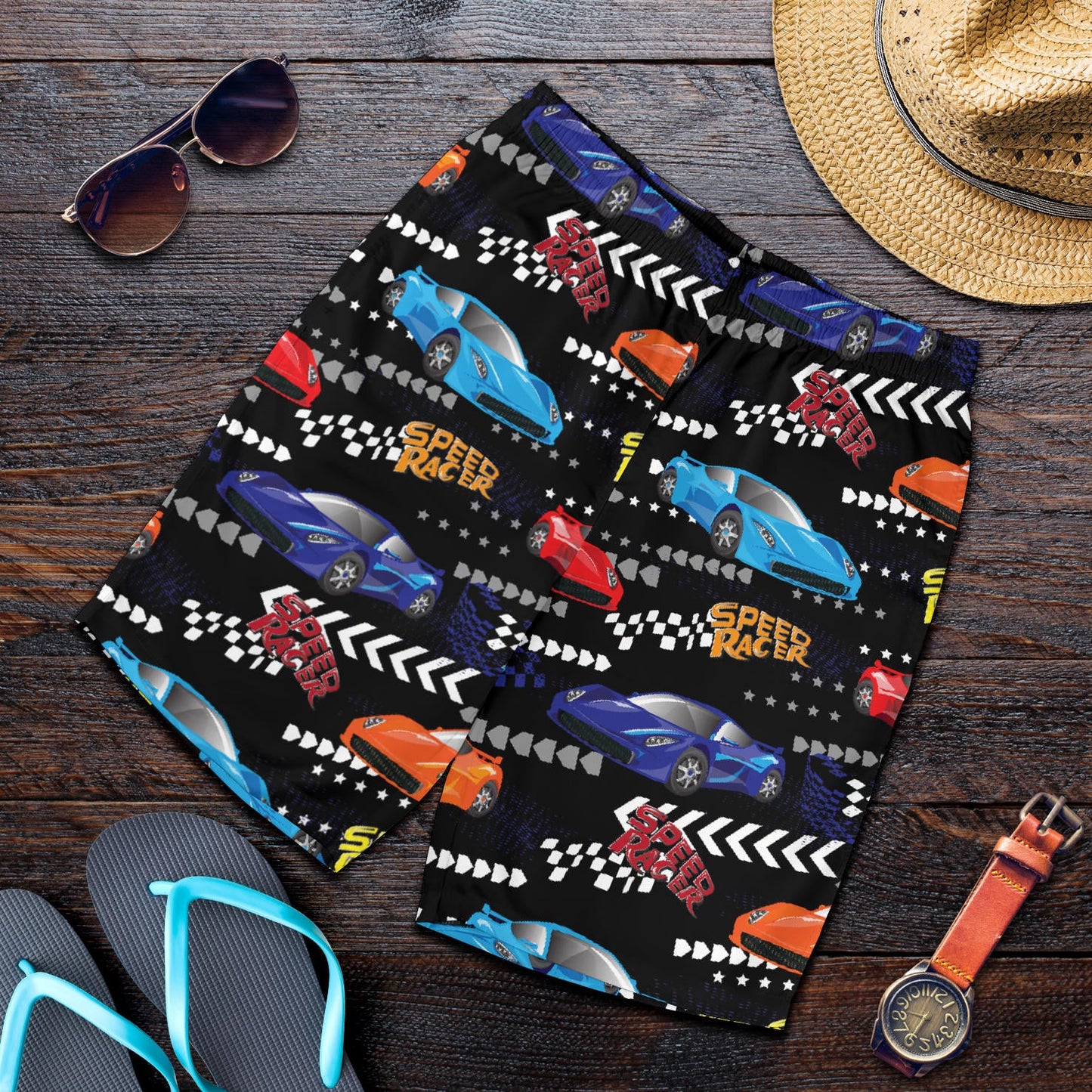 Racing Pattern Print Design A05 Mens Shorts