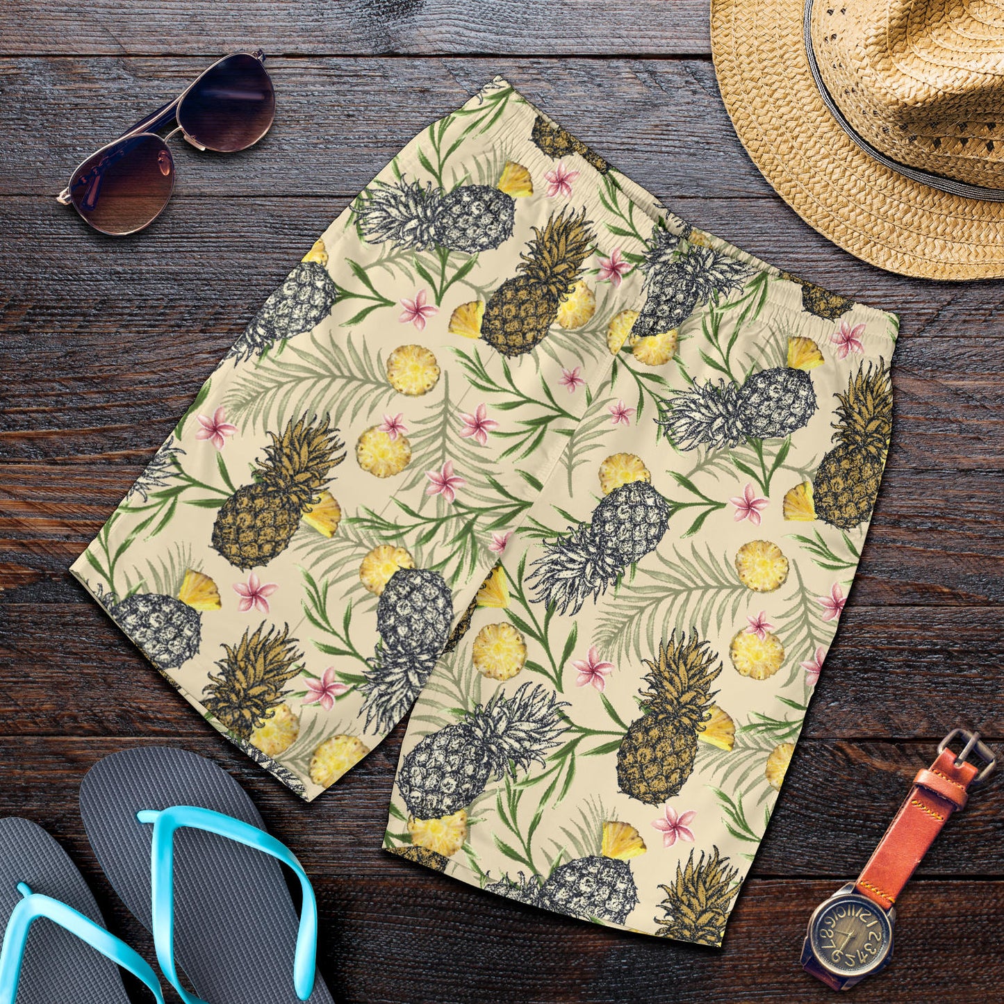 Pineapple Pattern Print Design PP012 Mens Shorts