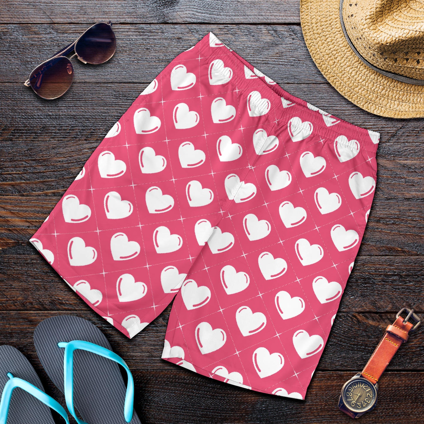Heart Pattern Print Design HE07 Mens Shorts