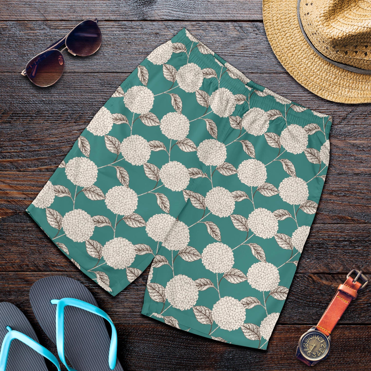 Hydrangea Pattern Print Design HD03 Mens Shorts