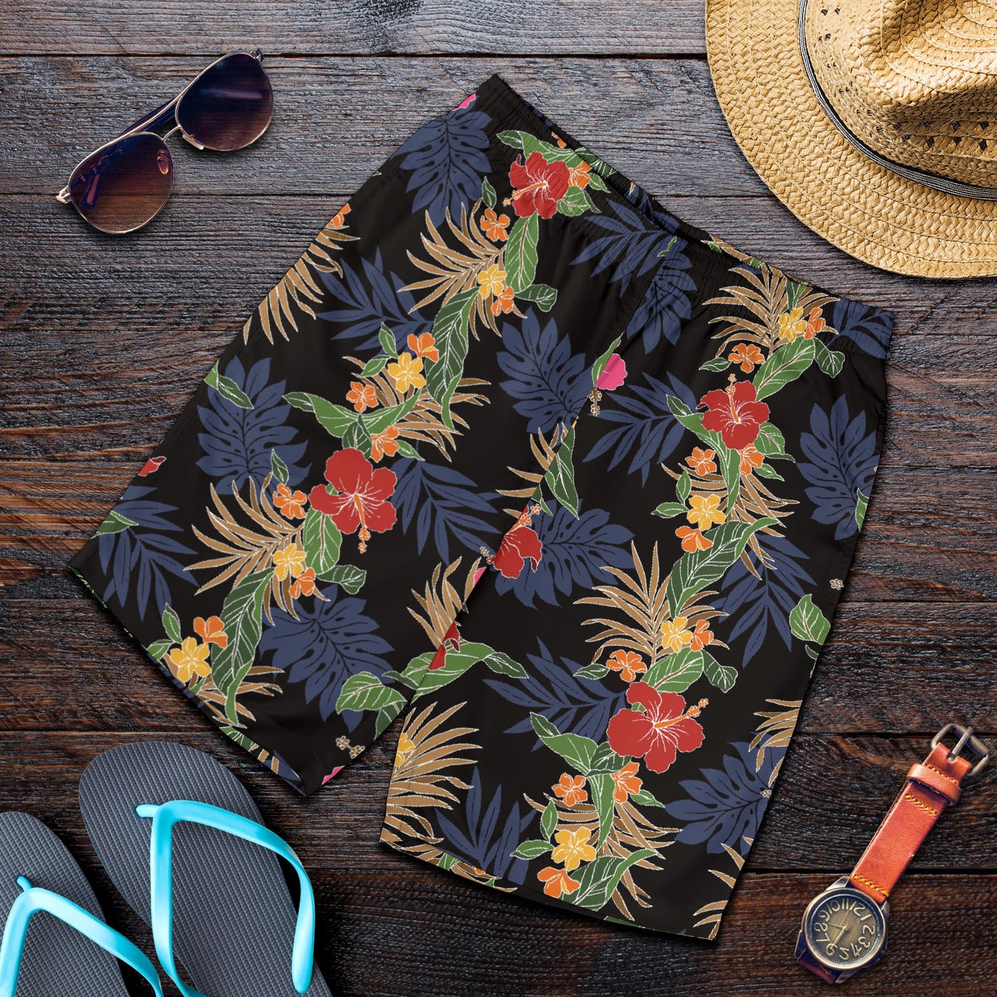 Hawaiian Themed Pattern Print Design H011 Mens Shorts