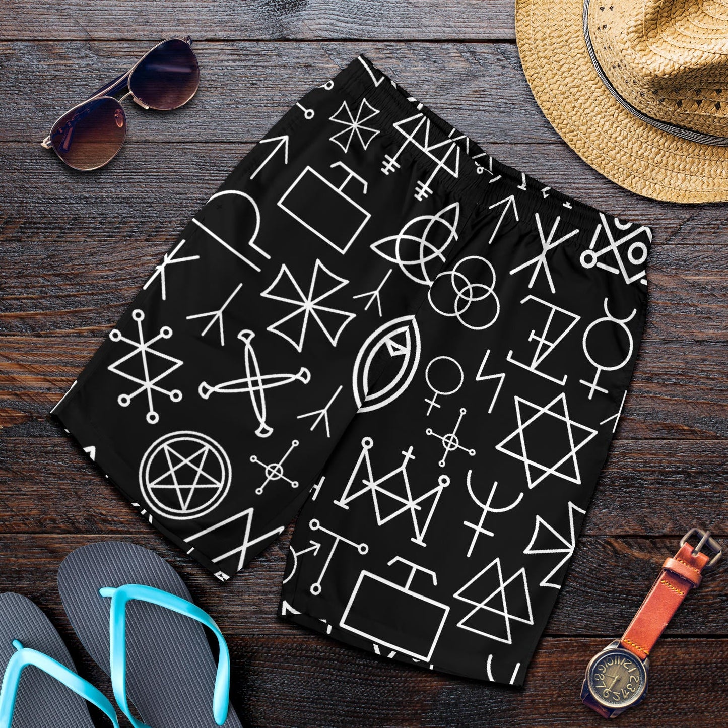 Pentagram Pattern Print Design A02 Mens Shorts