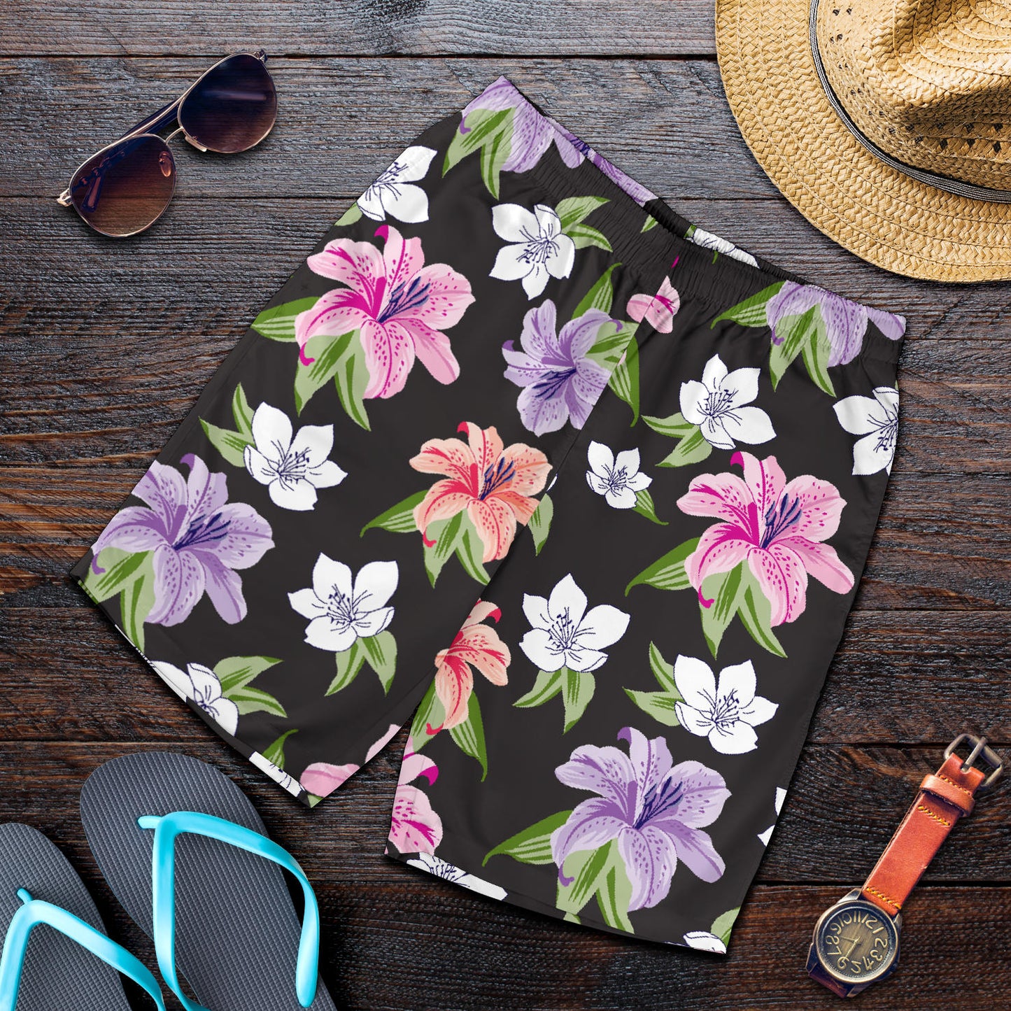 Lily Pattern Print Design LY02 Mens Shorts