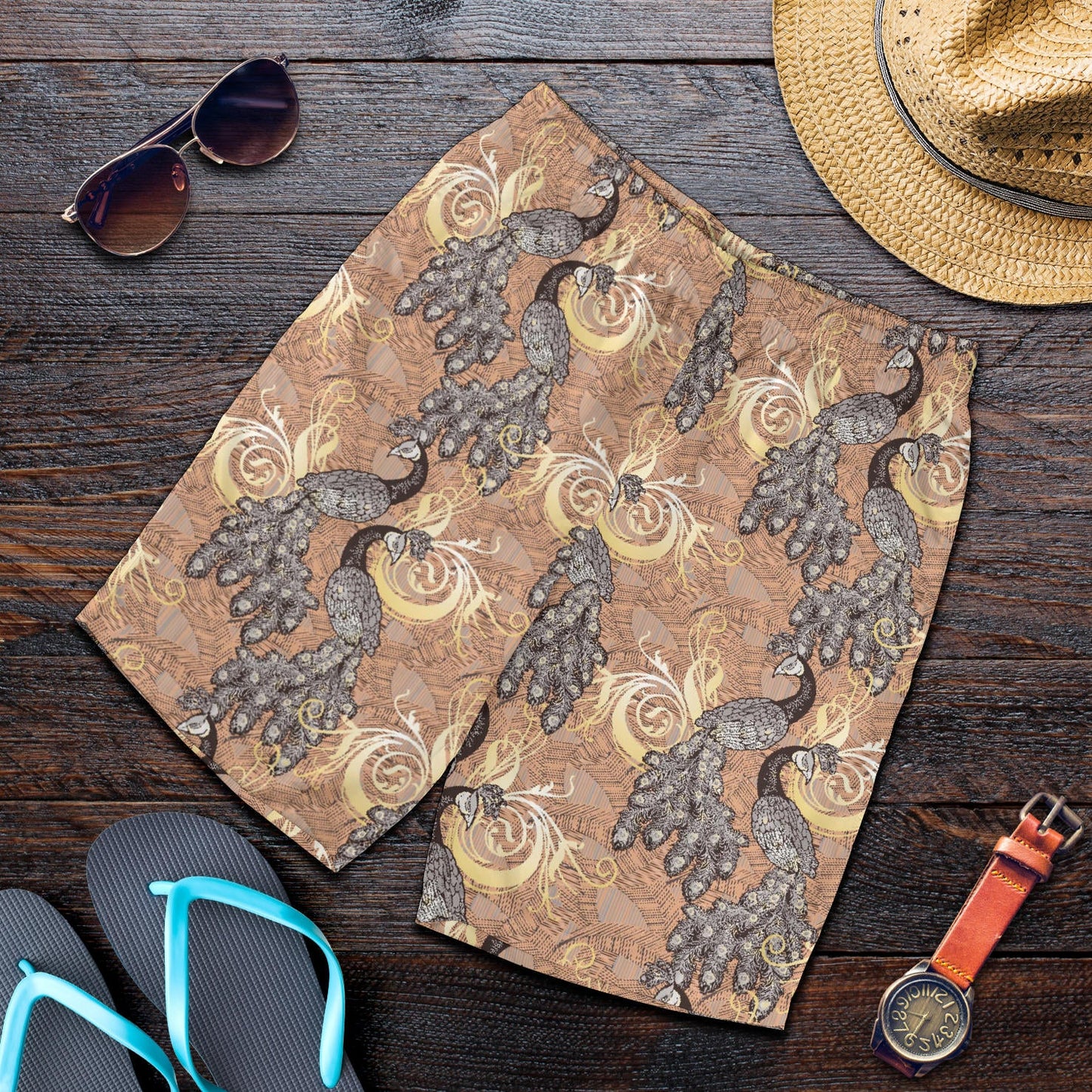 Peacock Pattern Print Design A05 Mens Shorts