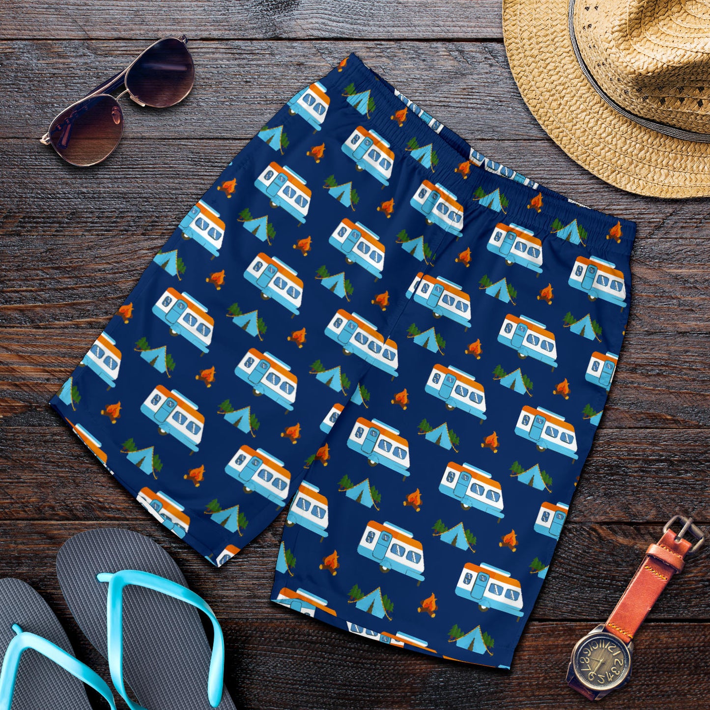 Camper Pattern Camping Themed No 3 Print Mens Shorts