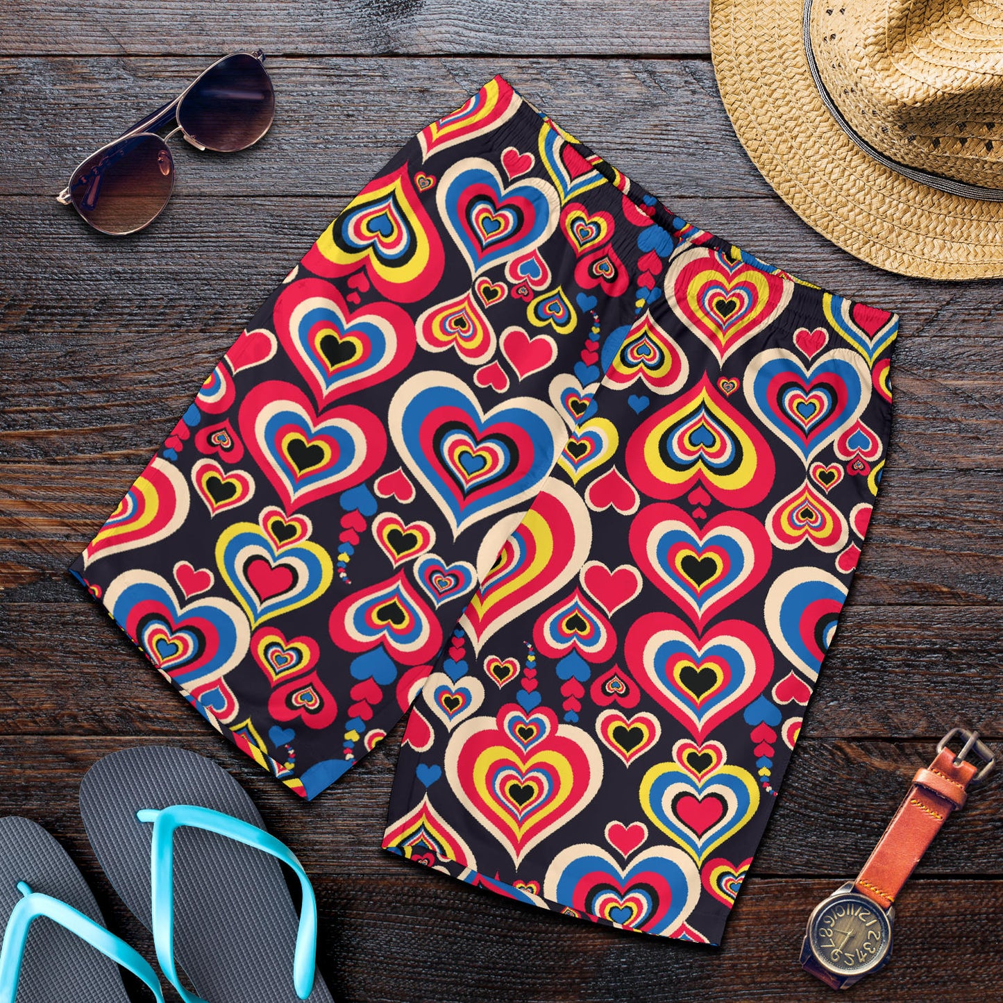 Heart Pattern Print Design HE08 Mens Shorts