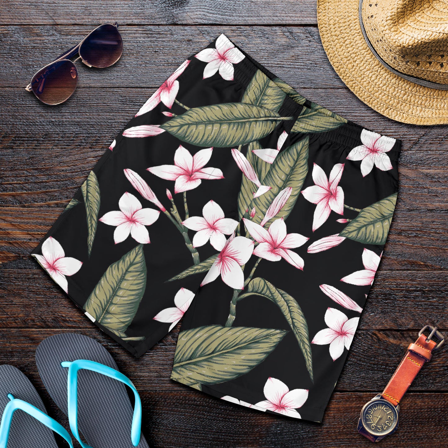 Plumeria Pattern Print Design PM021 Mens Shorts