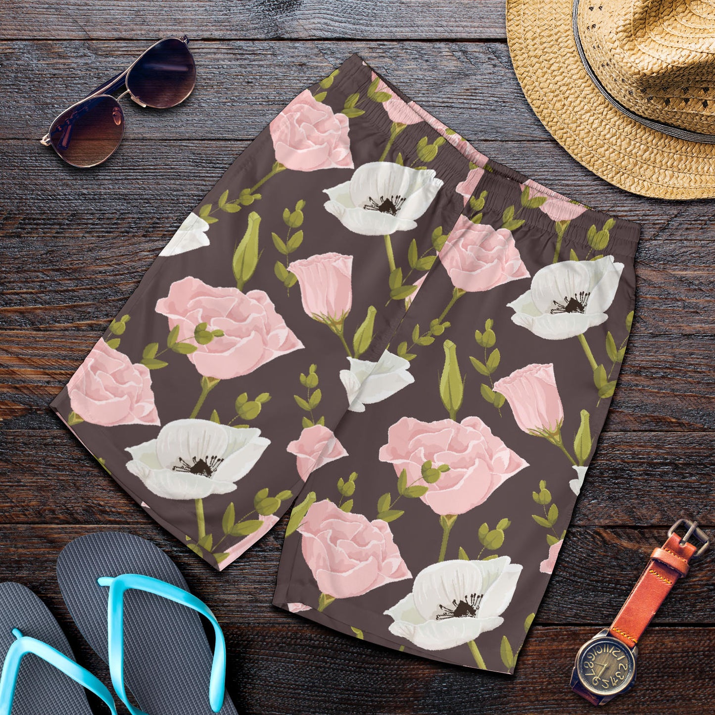 Anemone Pattern Print Design AM011 Mens Shorts