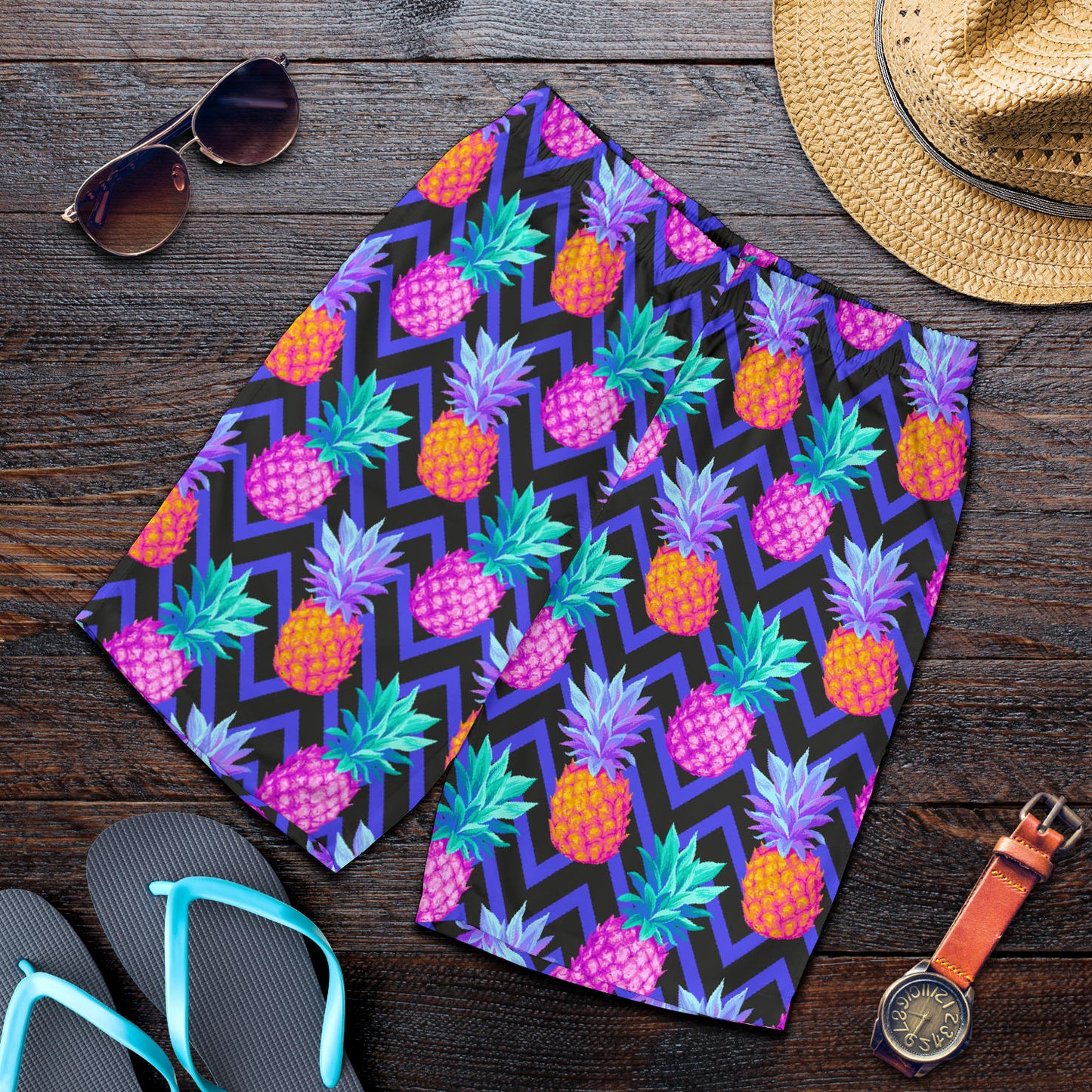 Pineapple Color Art Pattern Mens Shorts