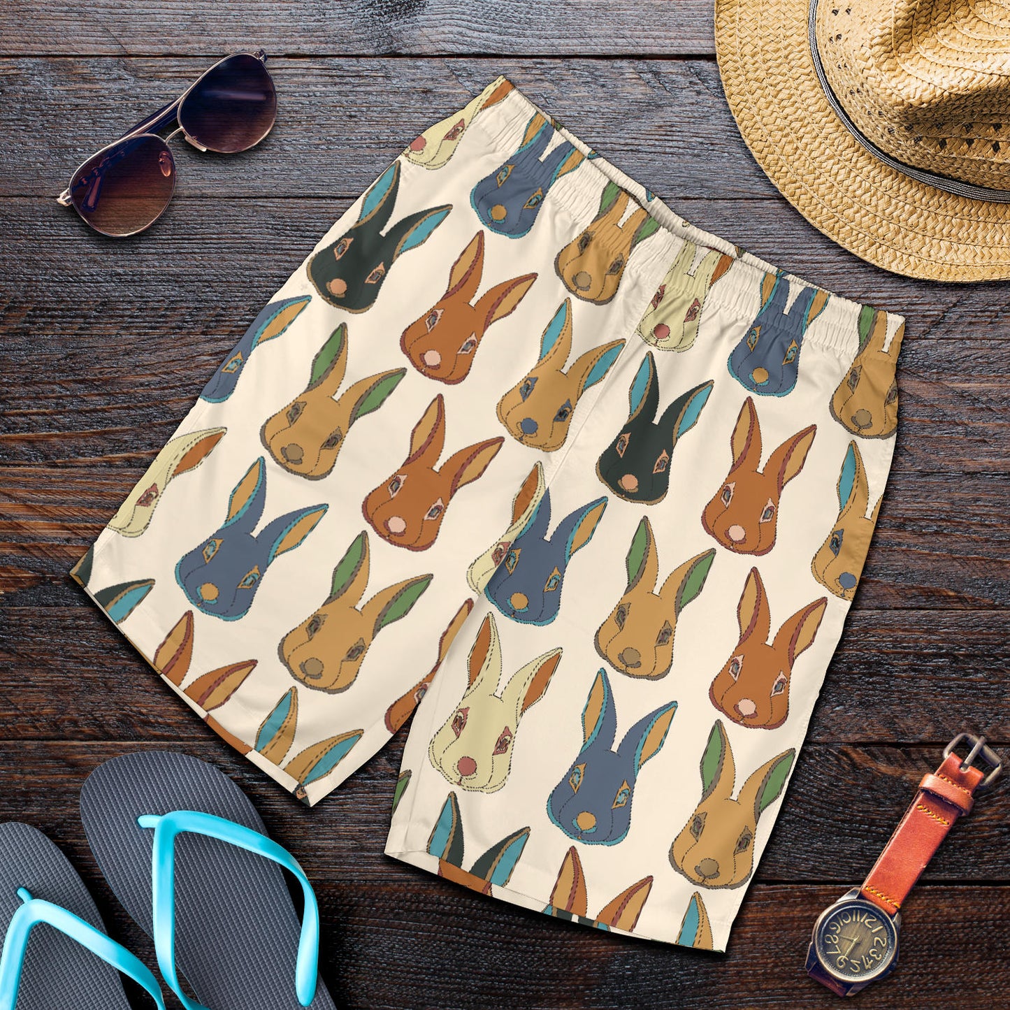 Rabbit Pattern Print Design RB04 Mens Shorts