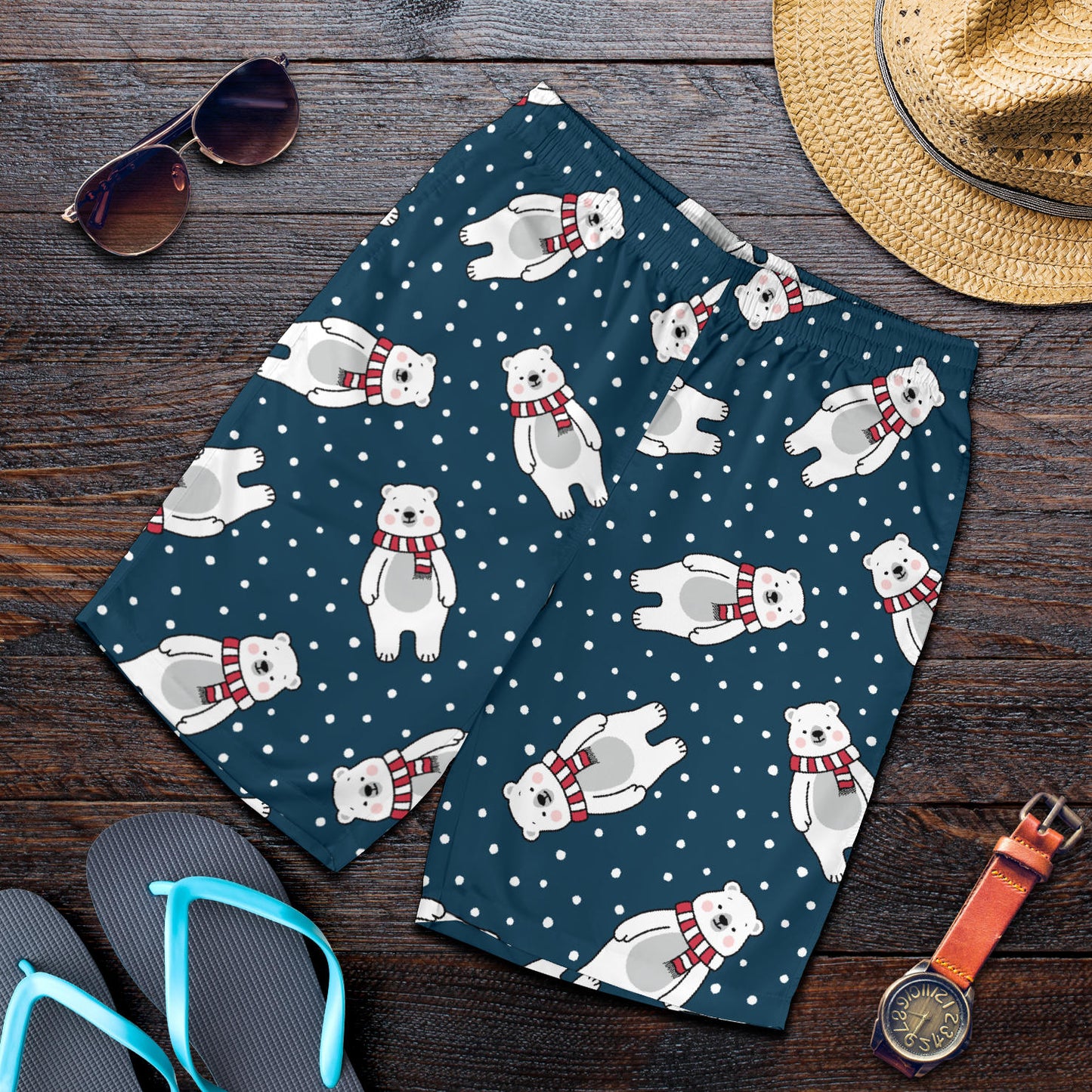 Polar Bear Pattern Print Design PB05 Mens Shorts