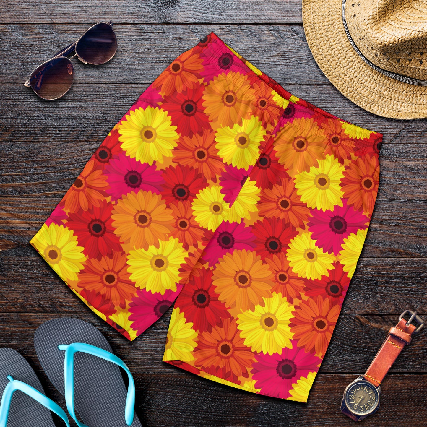 Gerberas Pattern Print Design GB05 Mens Shorts