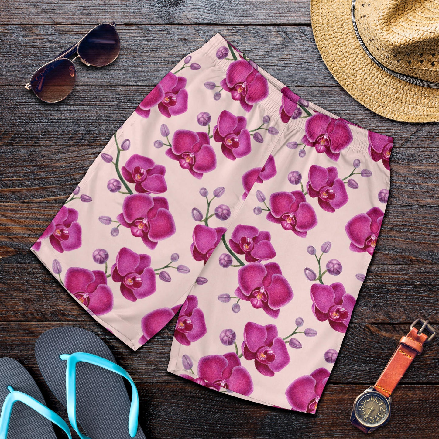 Orchid Purple Pattern Print Design OR04 Mens Shorts