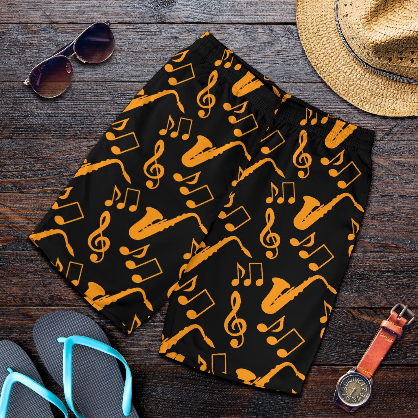 Saxophone Pattern Print Design 02 Mens Shorts