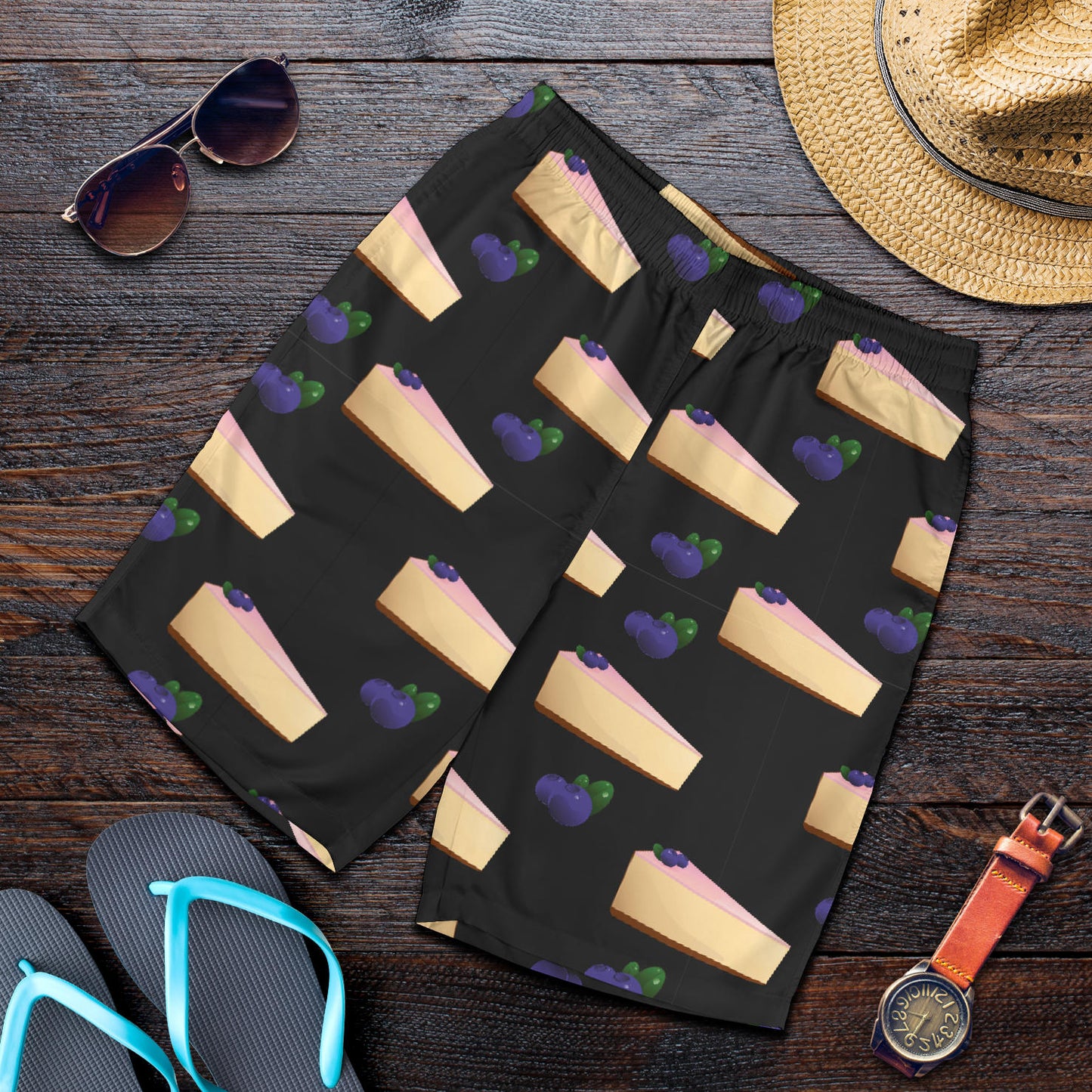 Cheesecake blueberry Pattern Print Design CK01 Mens Shorts