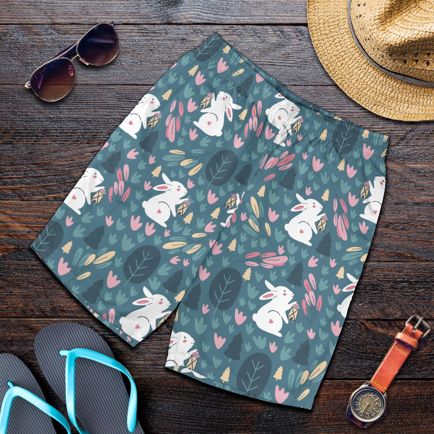 Rabbit Pattern Print Design RB013 Mens Shorts