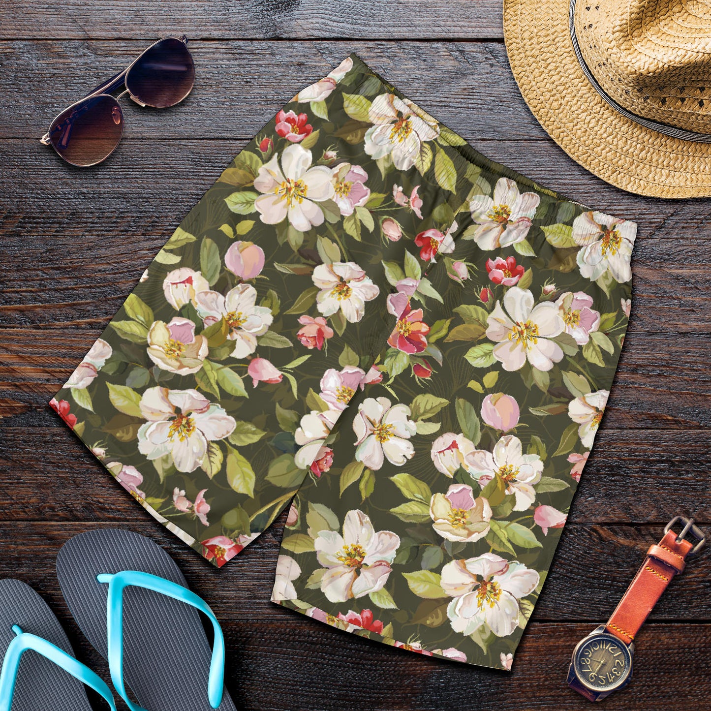 Apple blossom Pattern Print Design AB01 Mens Shorts