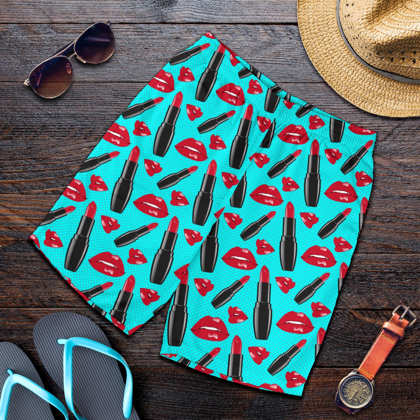 Lipstick Pattern Print Design LT02 Mens Shorts