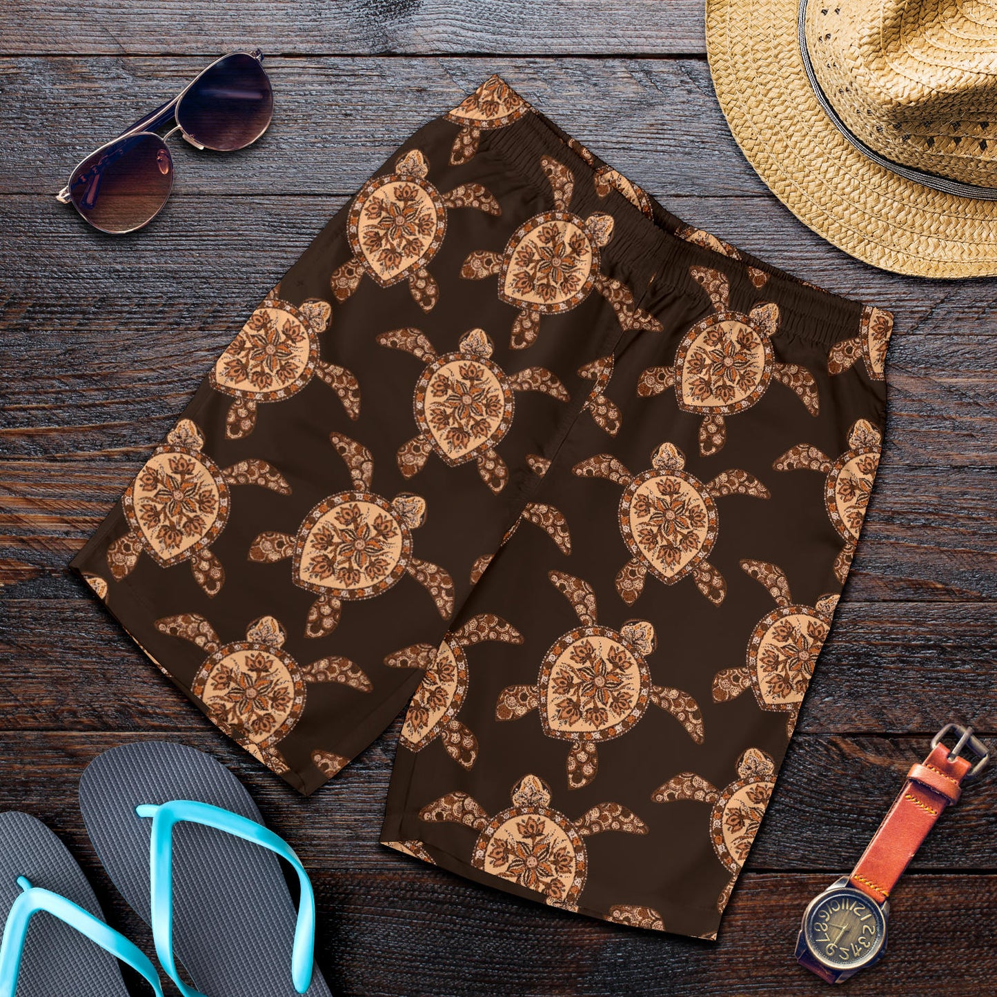 Tribal Sea Turtle Pattern Print Design T09 Mens Shorts