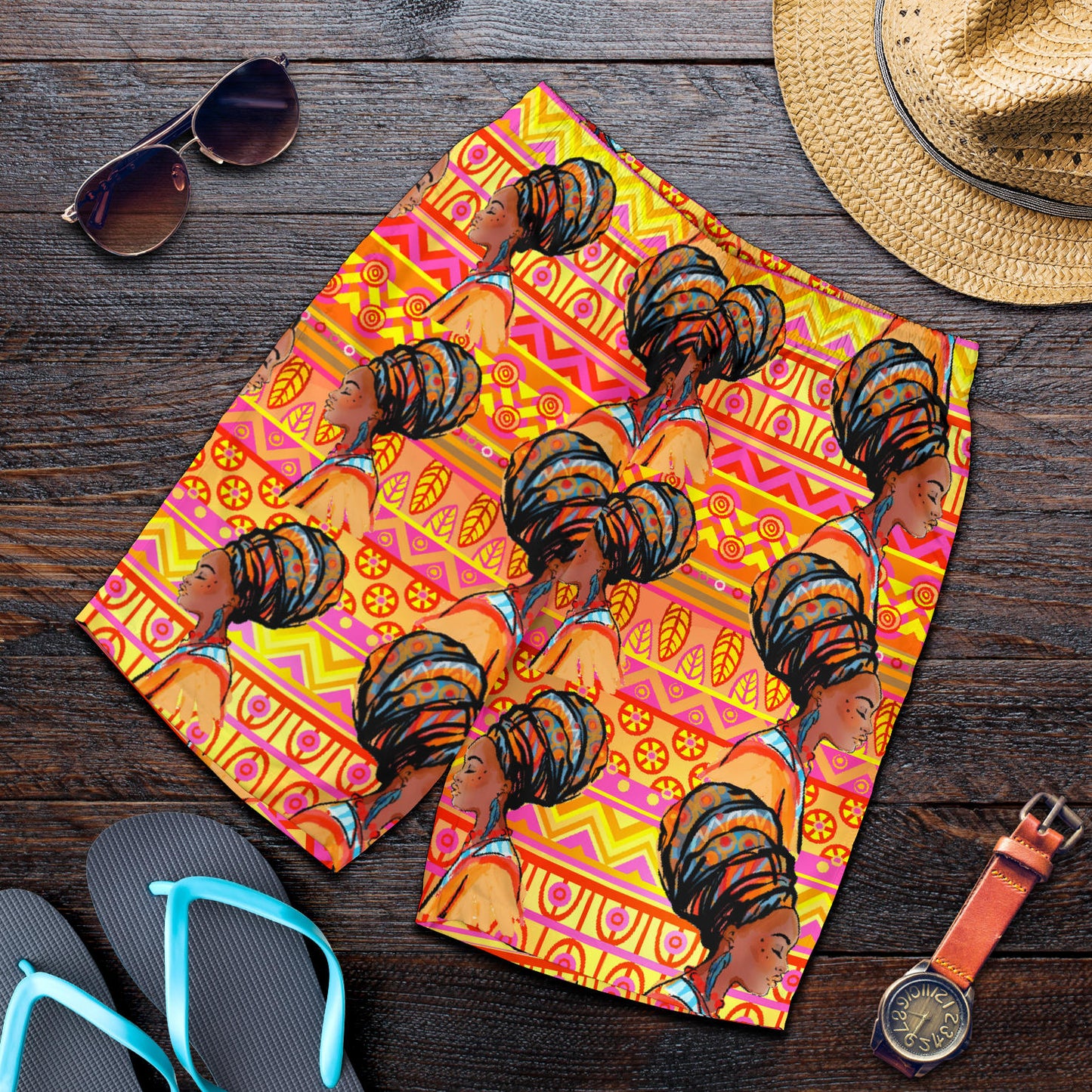 African Girl Aztec Mens Shorts