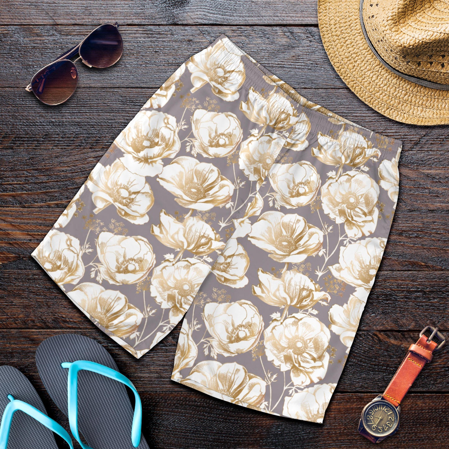 Anemone Pattern Print Design AM05 Mens Shorts