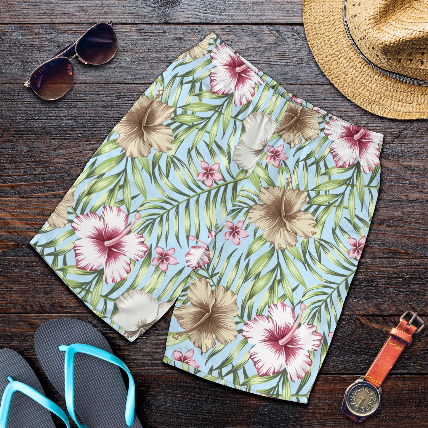 Tropical Flower Pattern Print Design TF05 Mens Shorts