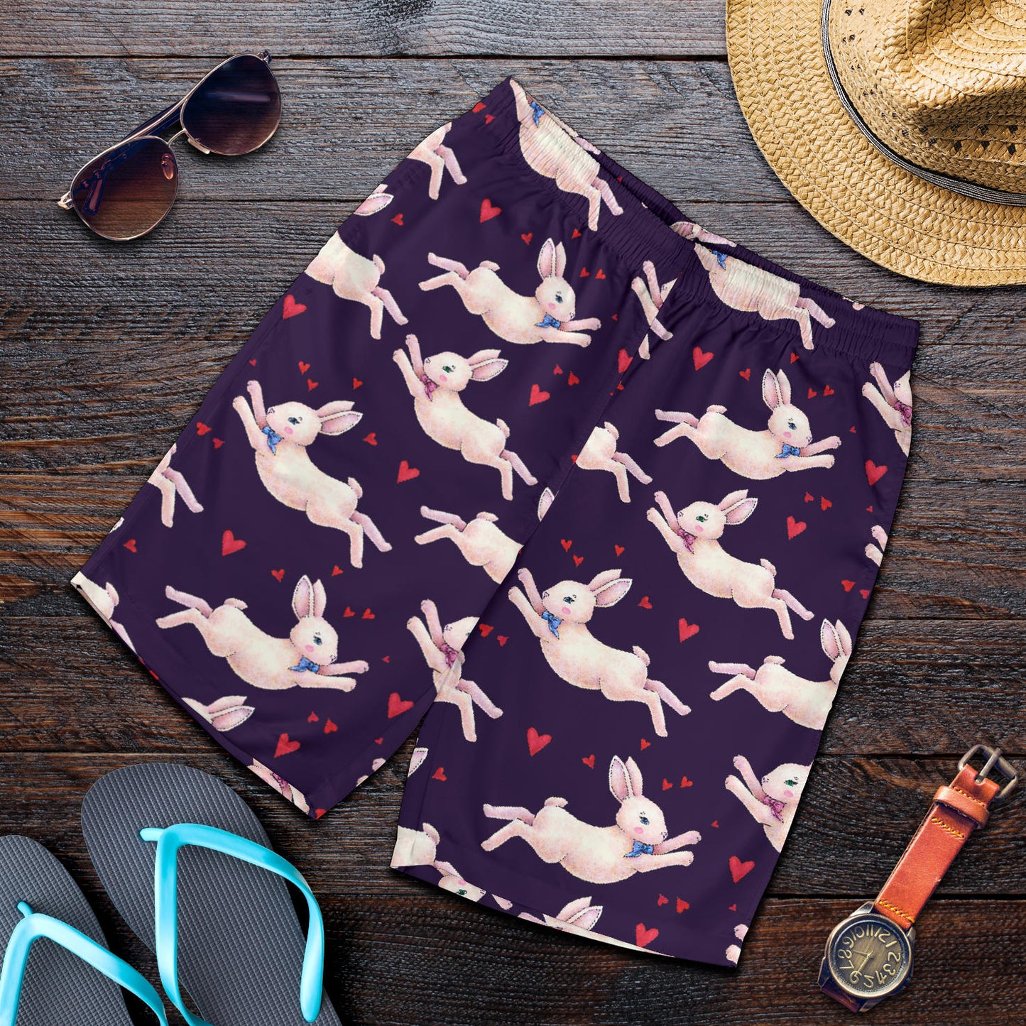 Rabbit Pattern Print Design RB016 Mens Shorts