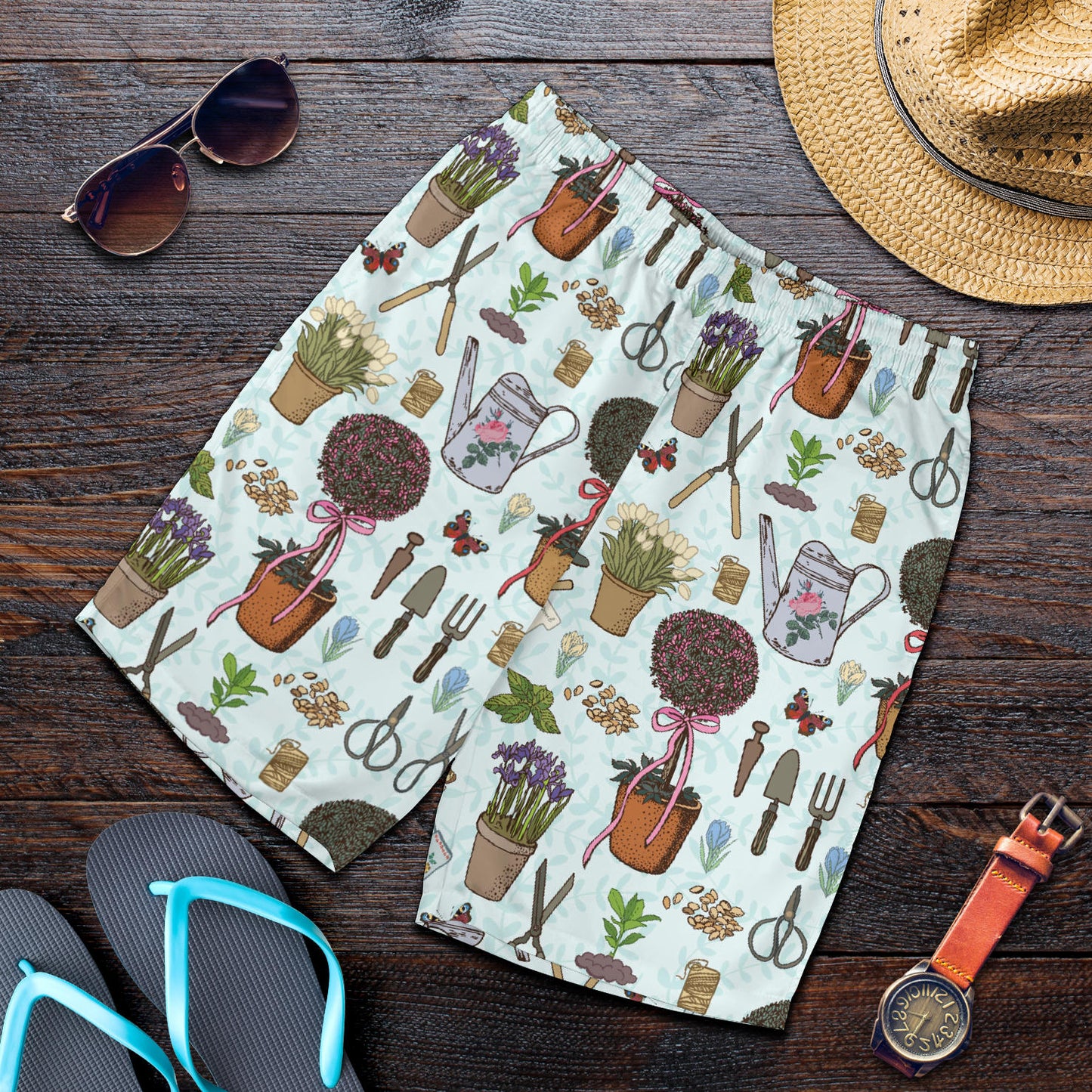 Gardening Pattern Print Design G01 Mens Shorts