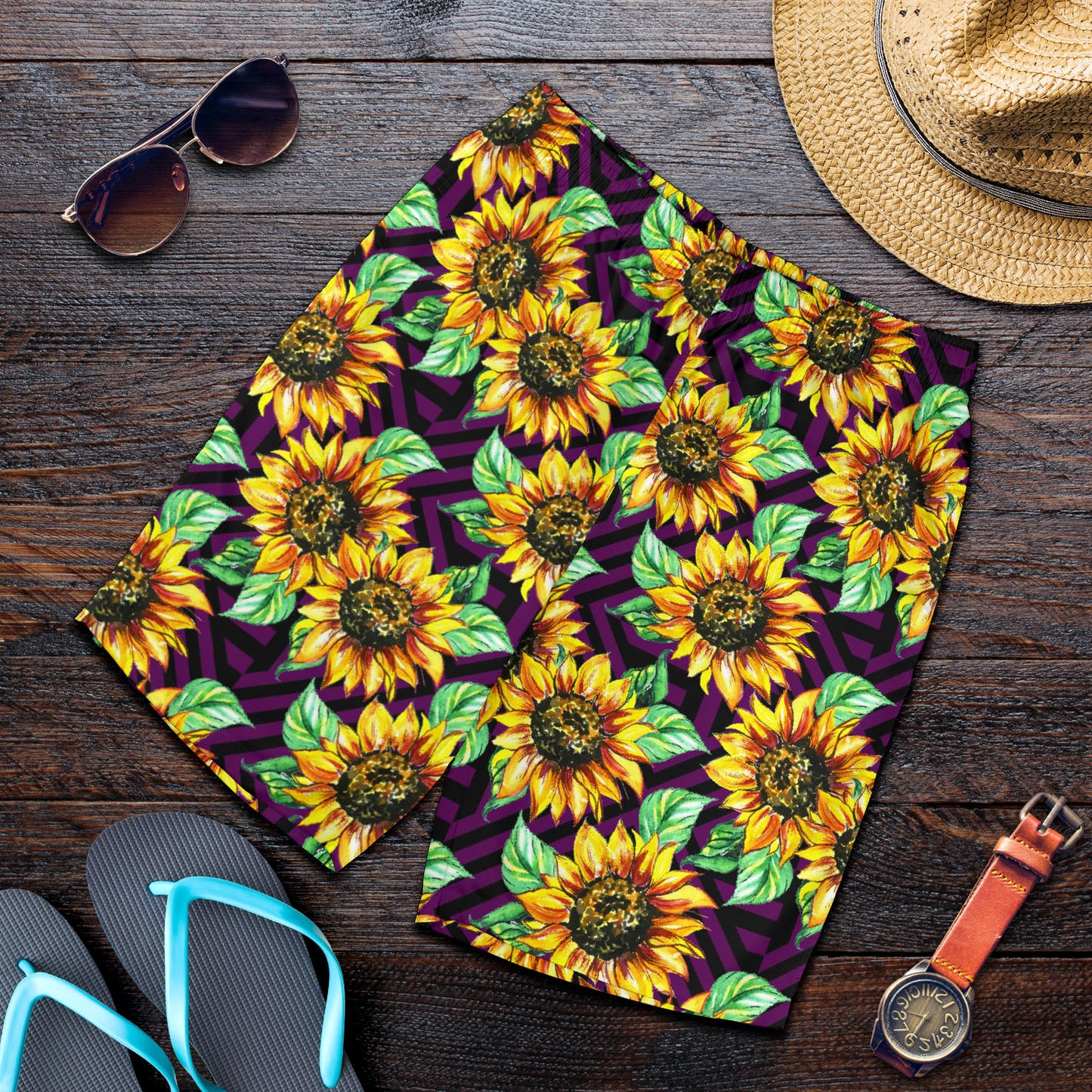 Sunflower Pattern Print Design SF012 Mens Shorts